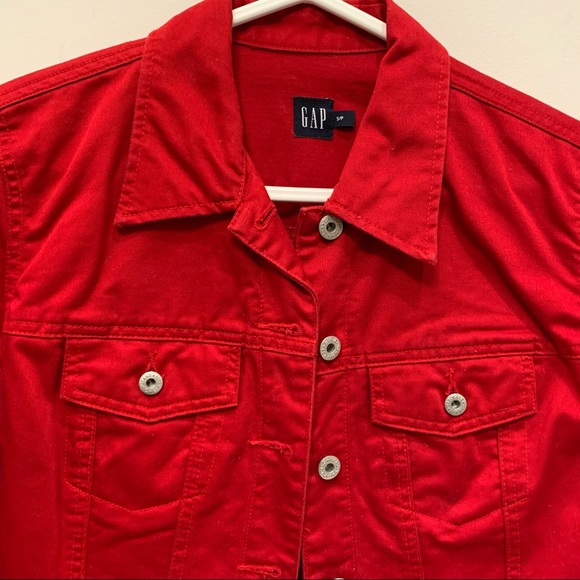 Gap Red Button Down Cotton Jacket 90s Vintage, Size Small Jean Jacket Style - Picture 3 of 8